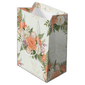 Vintage Botanical Apricot Floral Easter  Mittlere Geschenktüte (Rückseite Schrägansicht)