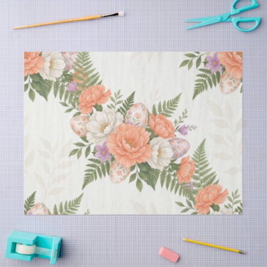 Vintage Botanical Apricot Floral Easter  Seidenpapier (Basteln)