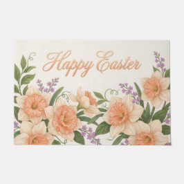 Vintage Botanical Apricot Tulip Easter Welcome Mat Fußmatte
