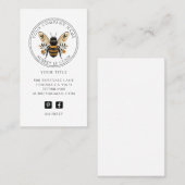 Vintage Botanical Bee Logo Template Visitenkarte (Vorne/Hinten)