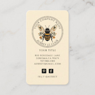 Vintage Botanical Bienen-Logo-Vorlage Visitenkarte