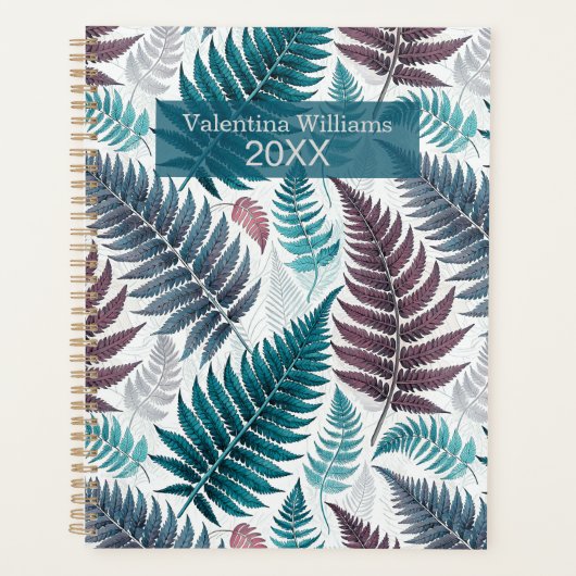 Vintage Botanical Fern Monogram Planer (Vorderseite)