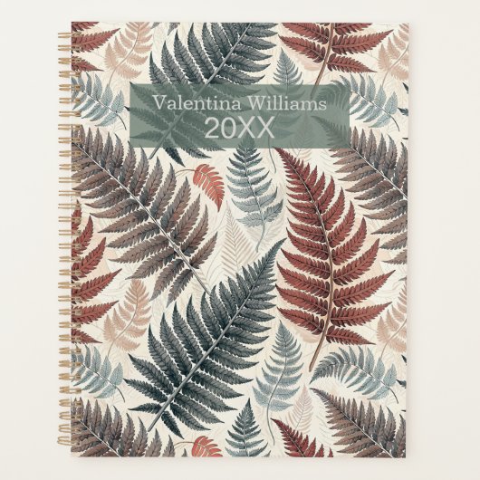 Vintage Botanical Fern Monogram Planer (Vorderseite)
