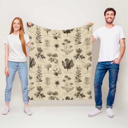 Vintage Botanical Floral Pattern (11) Fleecedecke (Beispiel)