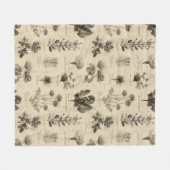 Vintage Botanical Floral Pattern (11) Fleecedecke (Vorderseite (Horizontal))