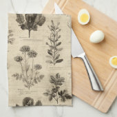 Vintage Botanical Floral Pattern (11) Geschirrtuch (Viertel Falte)