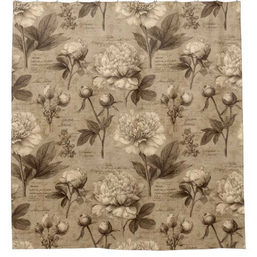 Vintage Botanical Floral Pattern (2) Duschvorhang (Vorderseite)