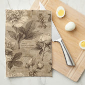 Vintage Botanical Floral Pattern (2) Geschirrtuch (Viertel Falte)
