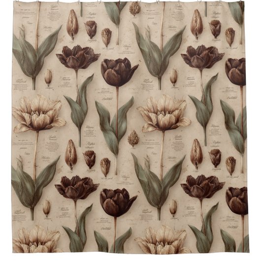 Vintage Botanical Floral Pattern (6) Duschvorhang (Vorderseite)