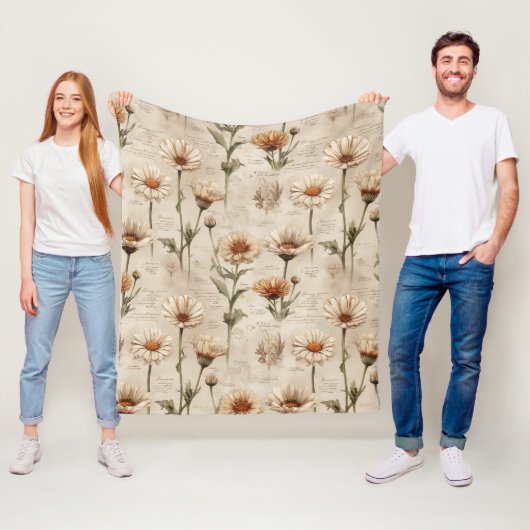 Vintage Botanical Floral Pattern (8) Fleecedecke (Beispiel)
