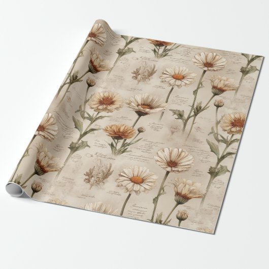 Vintage Botanical Floral Pattern (8) Geschenkpapier (Ungerollt)
