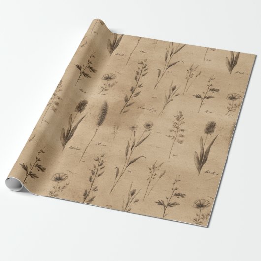 Vintage Botanical Floral Pattern (9) Geschenkpapier (Ungerollt)