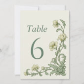 Vintage Botanical Floral Sage Green Table Numbers Einladung (Vorderseite)