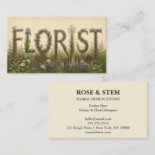 Vintage Botanical FLORIST Floral Visitenkarte