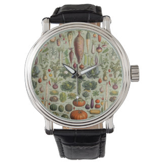 vintage botanical French garden vegetables  Armbanduhr