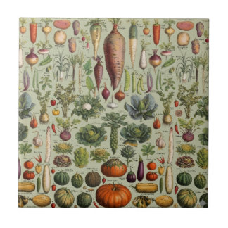 vintage botanical French garden vegetables  Fliese