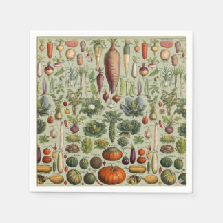 vintage botanical French garden vegetables  Serviette
