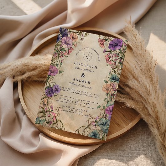 Vintage Botanical Garden Wedding Einladung