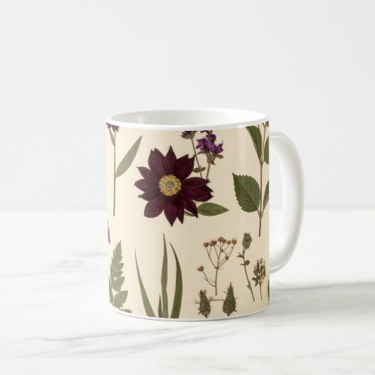 Vintage Botanical Gothic Library Cushion Kaffeetasse (VorderseiteRechts)
