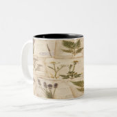 Vintage Botanical Herbarium Pattern Zweifarbige Tasse (Vorderseite Links)