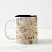 Vintage Botanical Herbarium Pattern Zweifarbige Tasse (Links)