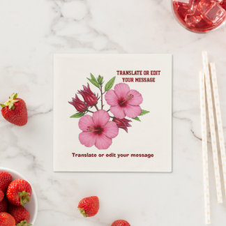 Vintage Botanical Hibiscus Flower edit Serviette