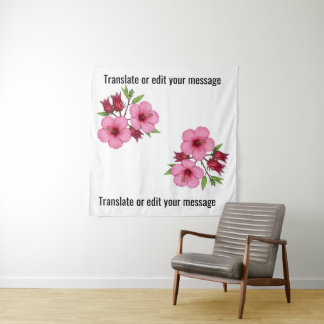 Vintage Botanical Hibiscus Flower Roselle Floral A Wandteppich