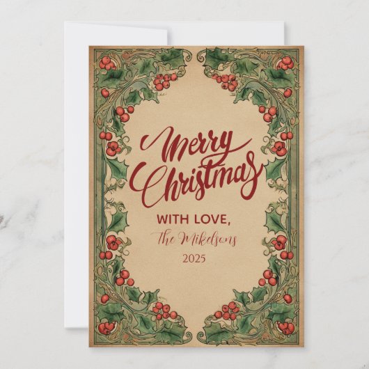 Vintage Botanical Holiday Feiertagskarte (Vorderseite)