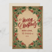 Vintage Botanical Holiday Feiertagskarte (Vorne/Hinten)