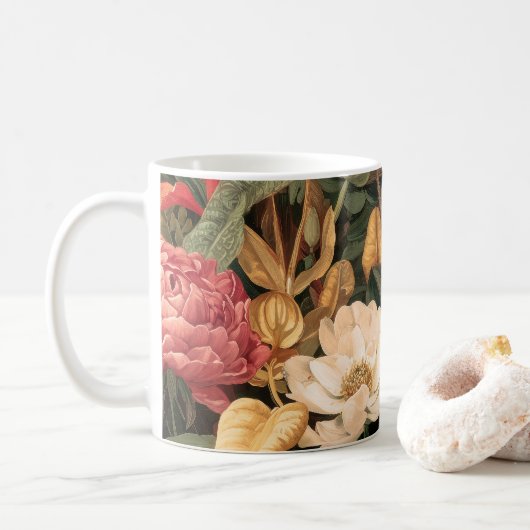 Vintage Botanical Illustration Kaffeetasse (Mit Donut)