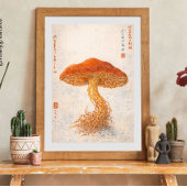 Vintage Botanical Mushroom Illustration, Japanese  Poster