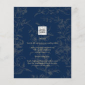 Vintage BOTANICAL Navy Blue Gold Hochzeit (Rückseite)