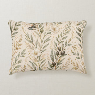  Vintage Botanical Olive Branches & Ivory Floral Dekokissen