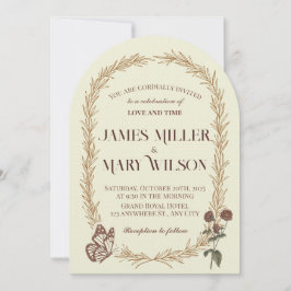 Vintage Botanical Oval Wedding Invite Einladung