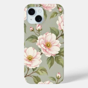 Vintage Botanical Pink Floral Sage Green iPhone 15 Case-Mate iPhone Hülle