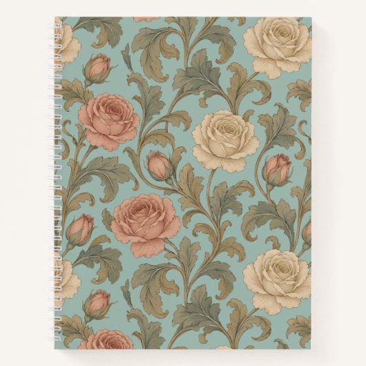 Vintage Botanical Roses Notizblock (Vorderseite)
