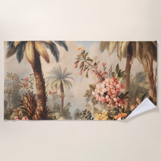 Vintage Botanical Scene with Palms Strandtuch (Vorderseite)