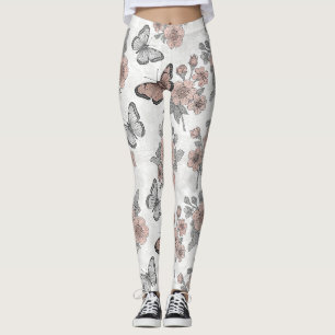 Vintage Botanical Schmetterling Toile-Muster (1) Leggings