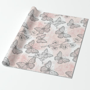 Vintage Botanical Schmetterling Toile-Muster (5) Geschenkpapier