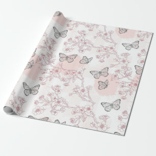 Vintage Botanical Schmetterling Toile-Muster (8) Geschenkpapier