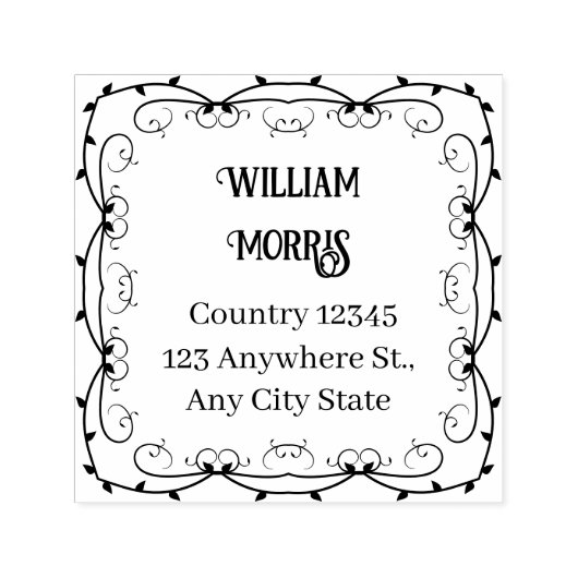 Vintage Botanical Square Custom Address Stamp Permastempel (Design)