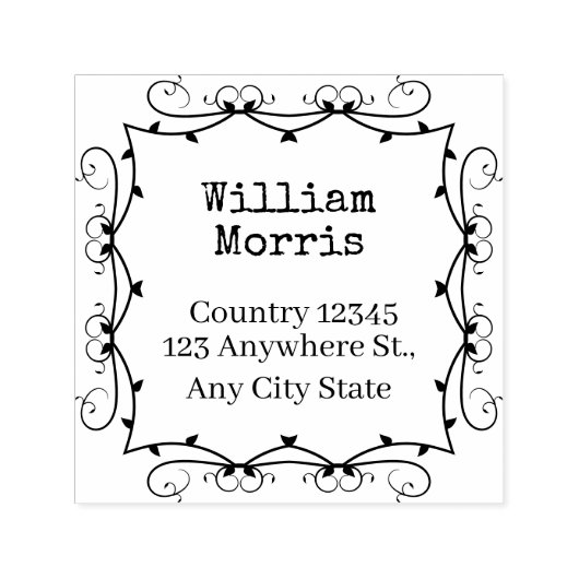 Vintage Botanical Square Custom Address Stamp Permastempel (Design)