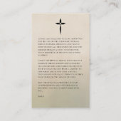 Vintage Botanical Tribute Prayer Card Visitenkarte (Rückseite)