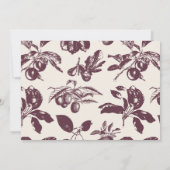 Vintage Botanical Wedding Plum Burgundy Einladung (Rückseite)