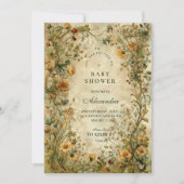 Vintage Botanical Wildflower Baby Shower Einladung (Vorderseite)