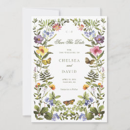 Vintage Botanical Wildflower Boho Save The Date Einladung