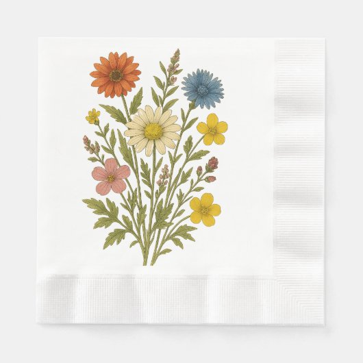 Vintage Botanical Wildflower Servietten (Vorderseite)