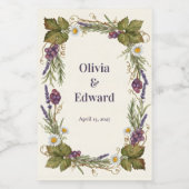 Vintage Botanical Wine Vine Border Weinetikett (Einzelnes Label)