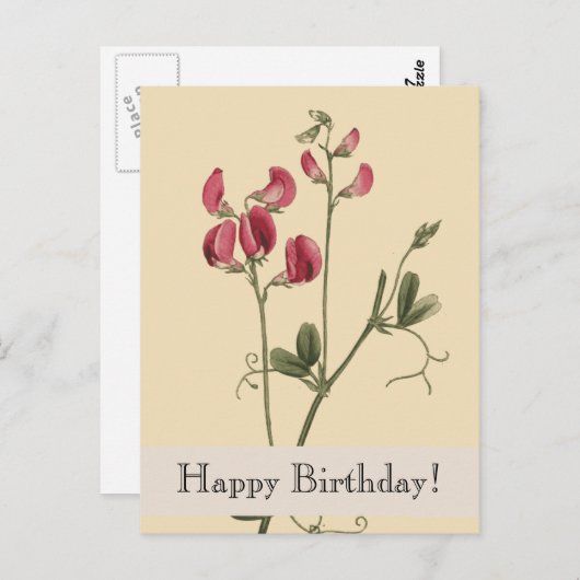 Vintage Botanicals Happy Birthday Postcard Postkarte (Vorne/Hinten)