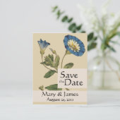 Vintage Botanicals Morning Glory Save the Date Ankündigungspostkarte (Stehend Vorderseite)